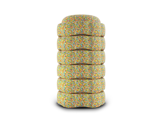 set of 6 bright multicolor versatile fun stacking stones, stepping stones made out of lightweight Expended Polypropylene foam for kids for movement, open ended play, active learning, creativity, exercise, social development, motor development, cognitive development. can be combined with the balance board.