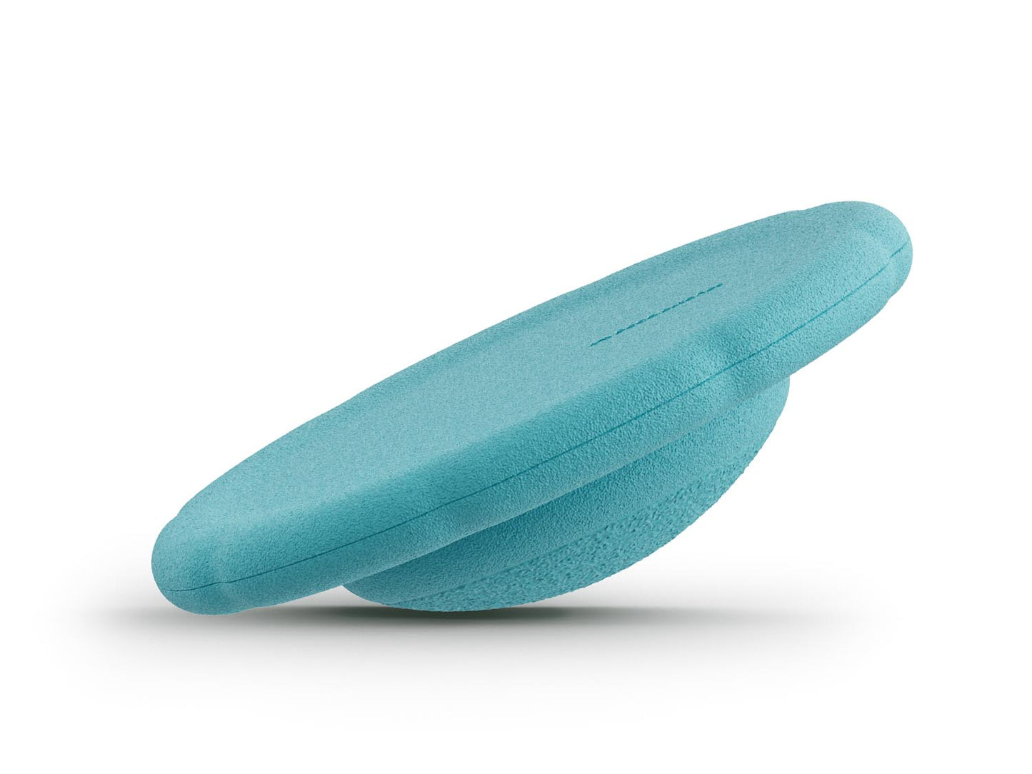 turquoise balance board for workout, exercise, movement, and active play for kids. Used for yoga and physical therapy. Raised edge for extra support. Can be combined with the stacking stones. made of 100% Expended Polypropylene.