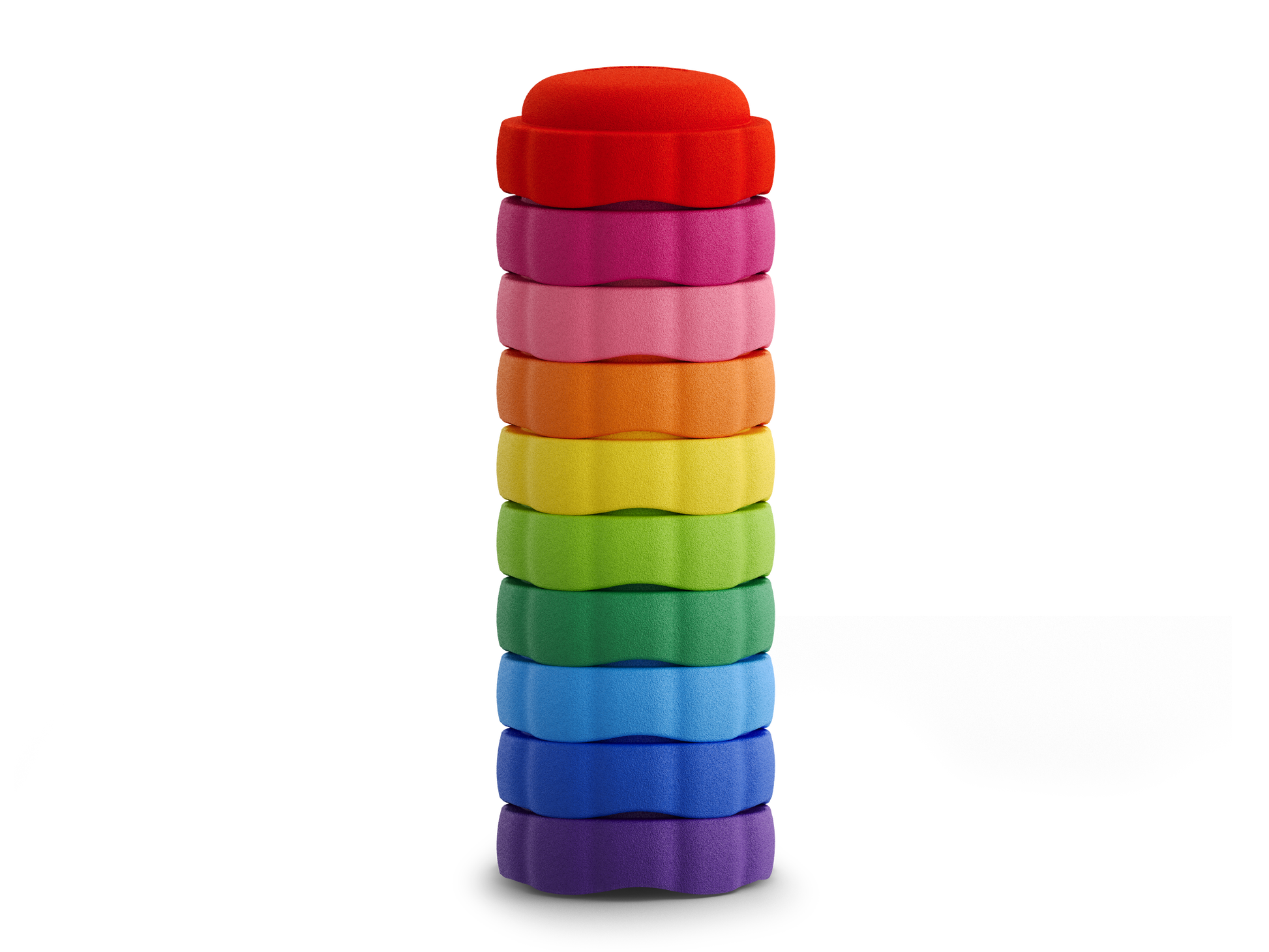 colorful stacking stones EPP material on a white background