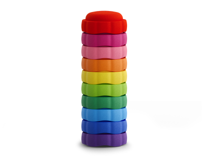 colorful stacking stones EPP material on a white background