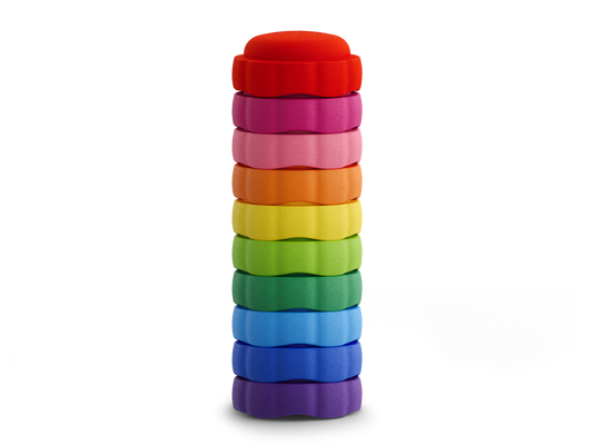 colorful stacking stones EPP material on a white background