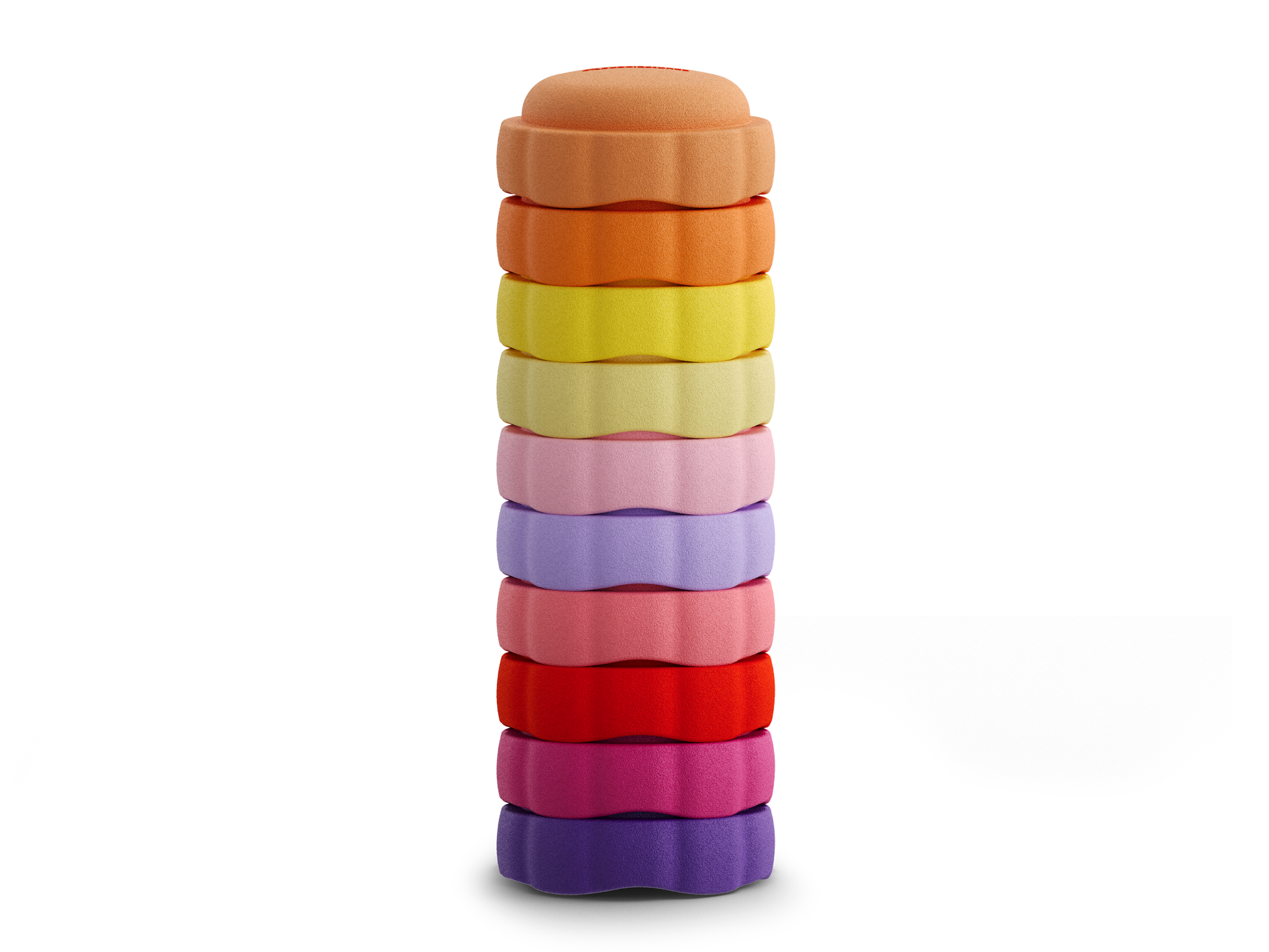 colorful stacking stones EPP material on a white background