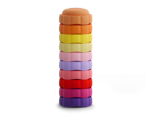 colorful stacking stones EPP material on a white background
