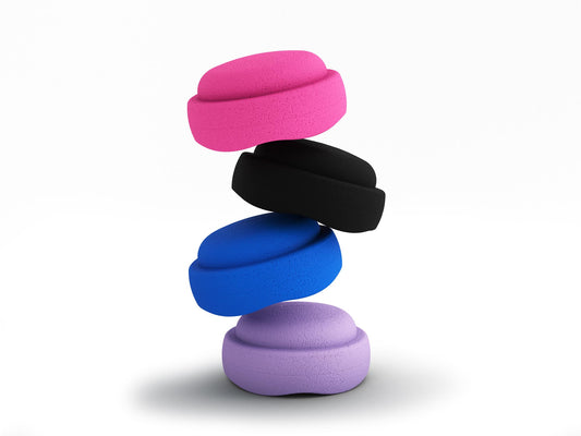 Ultraviolet Dreams Pebblestones Set of 4. Fun stacking stones set made out of lightweight foam for kids for movement, open ended play, active learning, creativity, fun, workout, yoga.