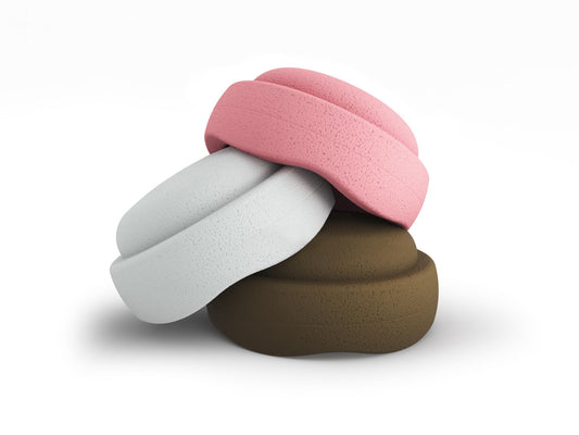 Joyful Neapolitan Pebblestones Set of 3. Fun stacking stones set made out of lightweight foam for kids for movement, open ended play, active learning, creativity, fun, workout, yoga.