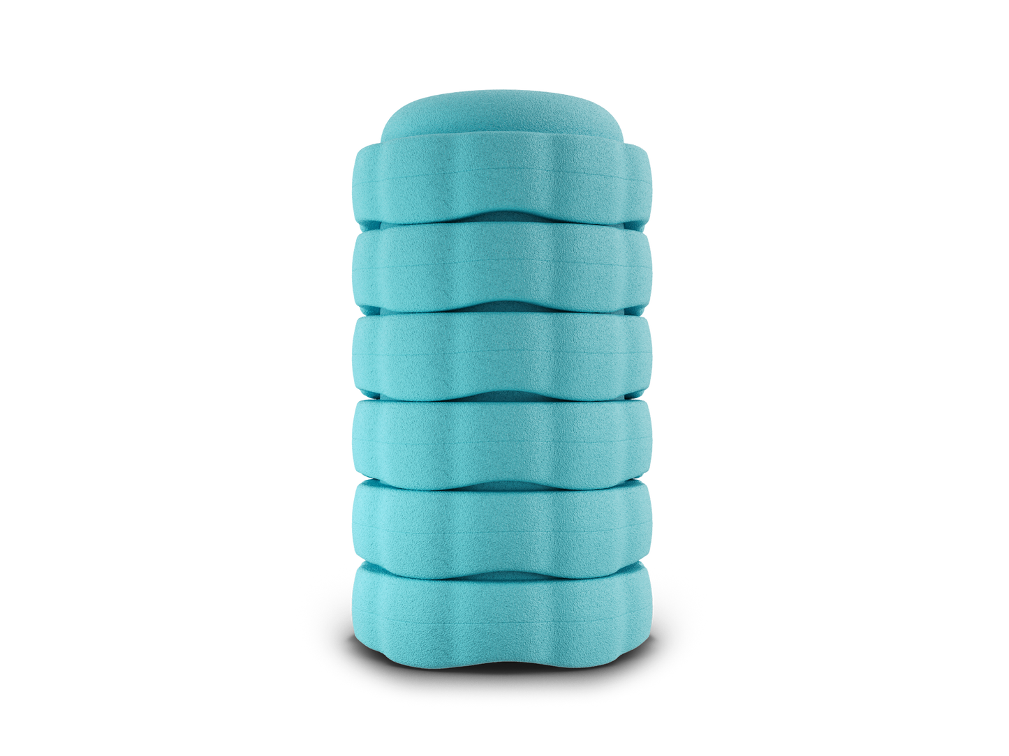 set of 6 turquoise color versatile fun stacking stones, stepping stones made out of lightweight Expended Polypropylene foam for kids for movement, open ended play, active learning, creativity, exercise, social development, motor development, cognitive development. can be combined with the balance board.