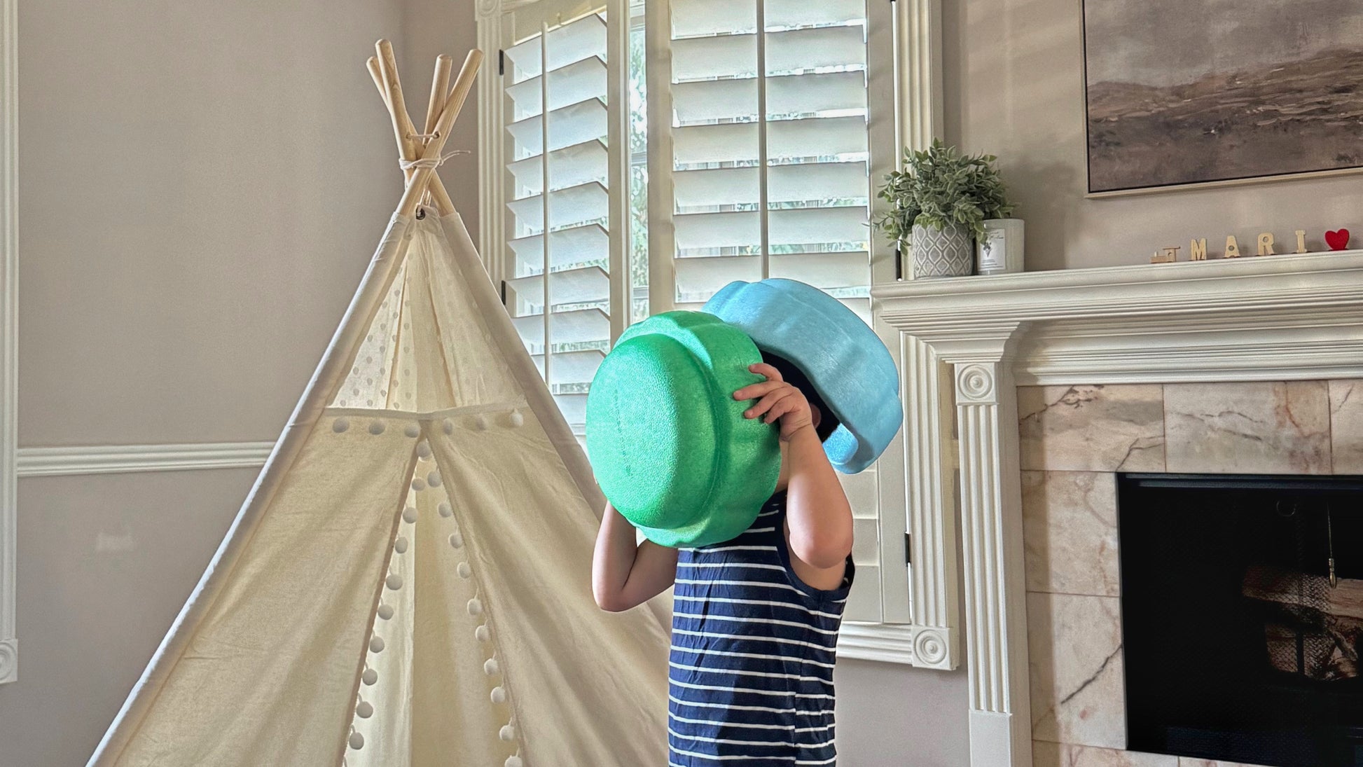 Colorful fun versatile stacking stones, stepping stones made out of lightweight Expended Polypropylene foam for kids for movement, open ended play, active learning, creativity, exercise, social development, motor development, cognitive development. can be combined with the balance board