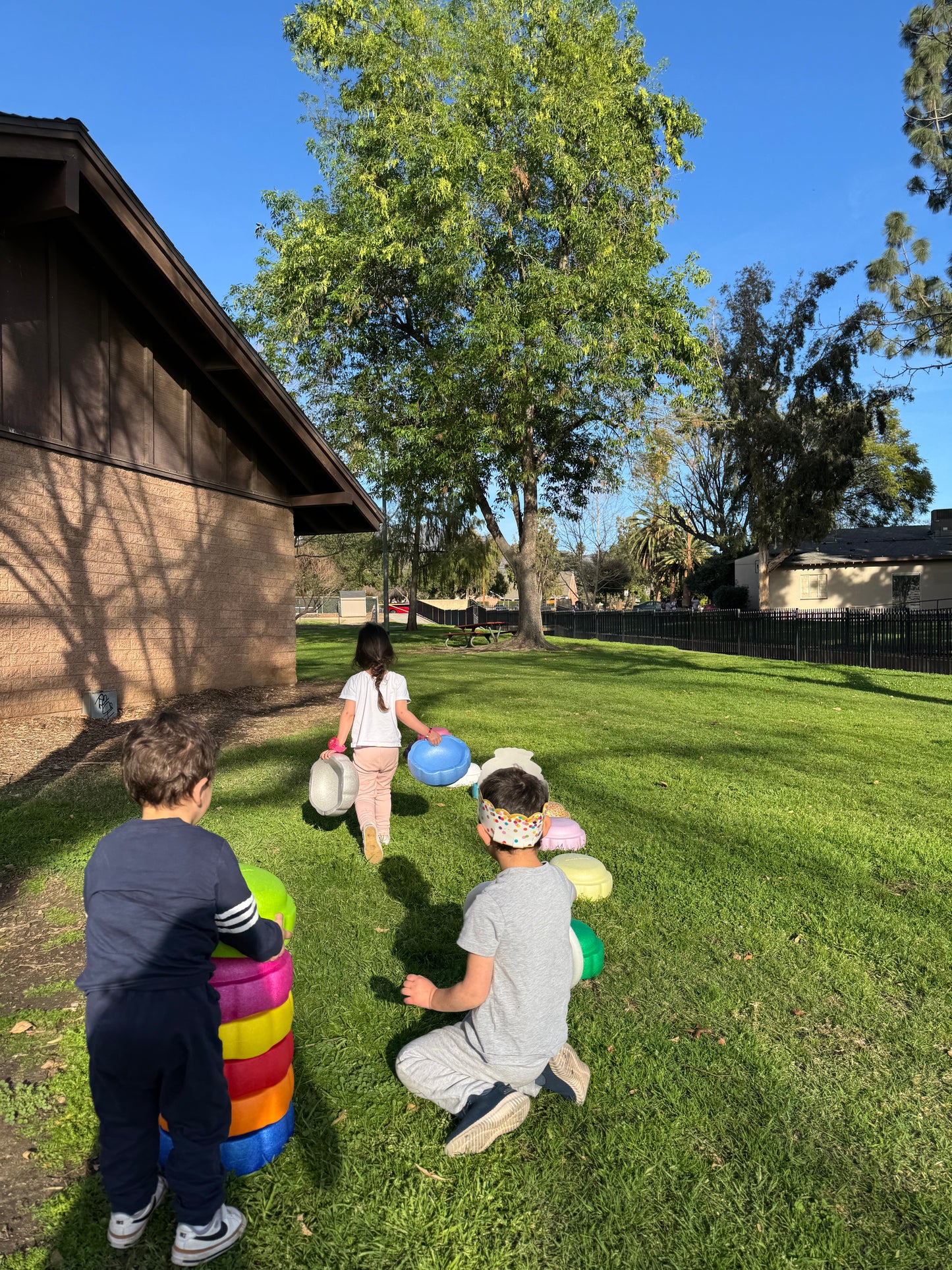 Colorful fun versatile stacking stones, stepping stones made out of lightweight Expended Polypropylene foam for kids for movement, open ended play, active learning, creativity, exercise, social development, motor development, cognitive development. can be combined with the balance board