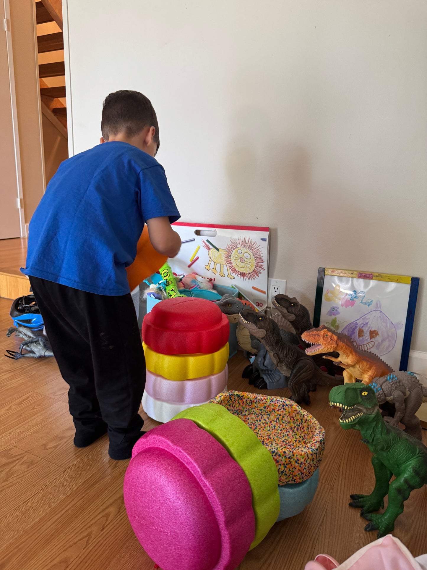 Colorful fun versatile stacking stones, stepping stones made out of lightweight Expended Polypropylene foam for kids for movement, open ended play, active learning, creativity, exercise, social development, motor development, cognitive development. can be combined with the balance board
