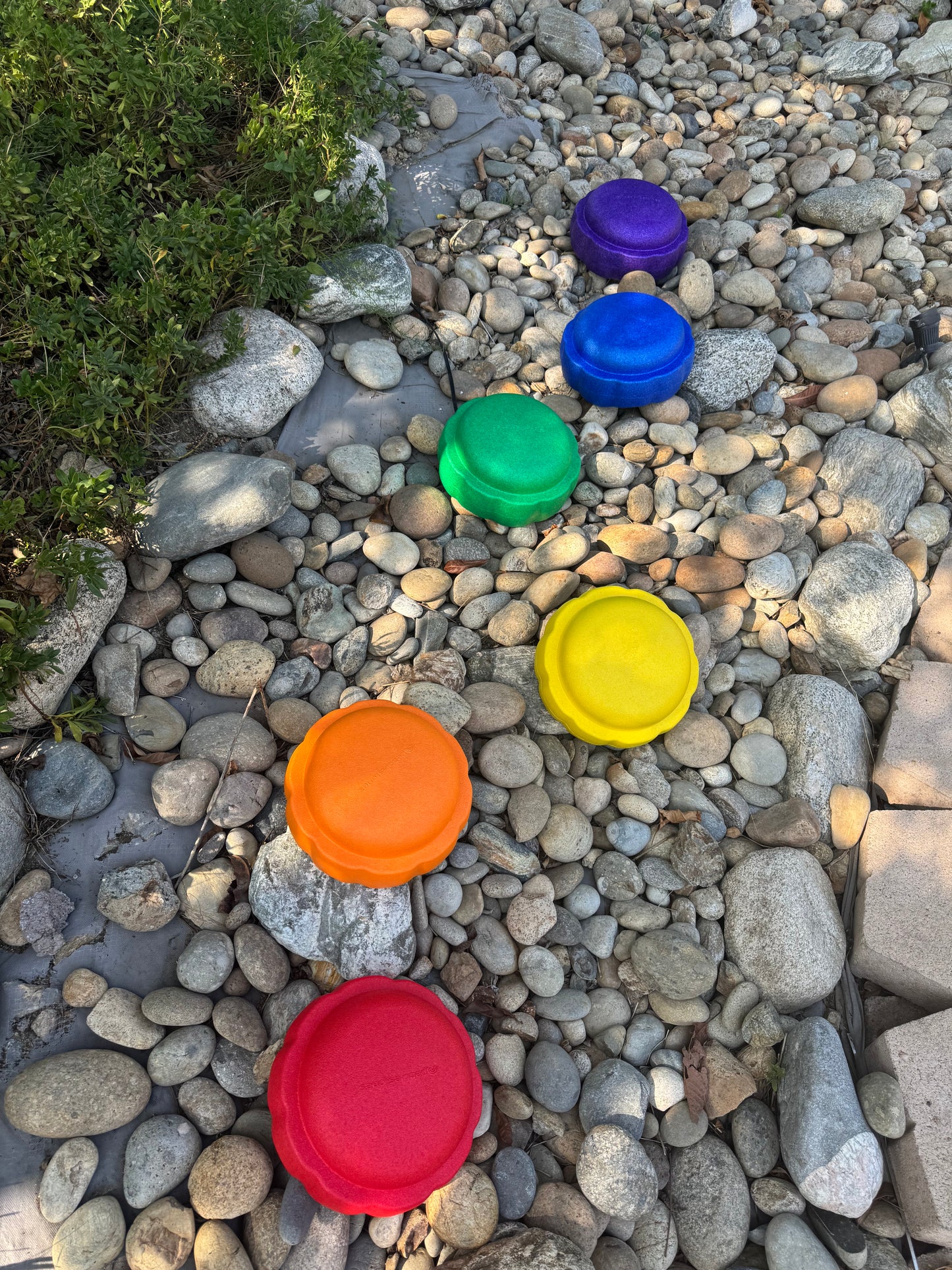Colorful fun versatile stacking stones, stepping stones made out of lightweight Expended Polypropylene foam for kids for movement, open ended play, active learning, creativity, exercise, social development, motor development, cognitive development. can be combined with the balance board