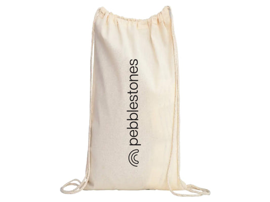drawstring backpack holds a set of 6 stepping stones for organization purposes. postable, easy to carry and lightweight. Stapelstein stacking stones in a bag for kids to carry with them everywhere they go.  
