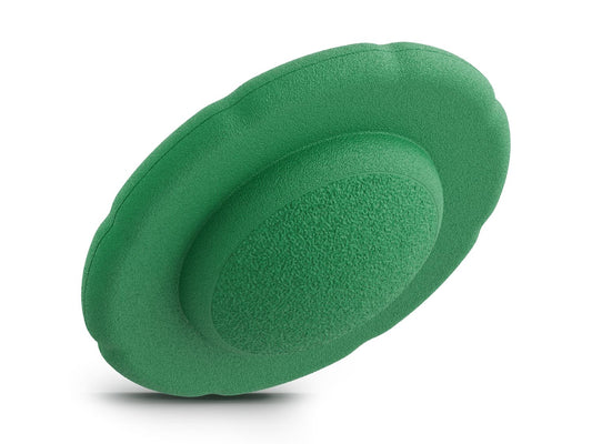 jade balance board for workout, exercise, movement, and active play for kids. Used for yoga and physical therapy. Raised edge for extra support. Can be combined with the stacking stones. made of 100% Expended Polypropylene.