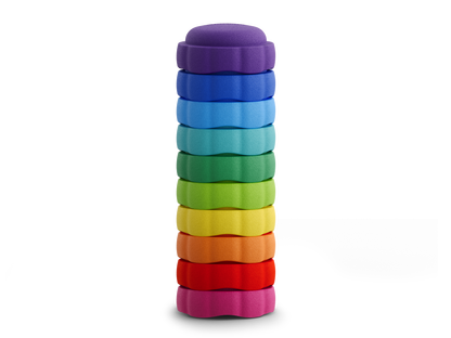 colorful stacking stones EPP material on a white background