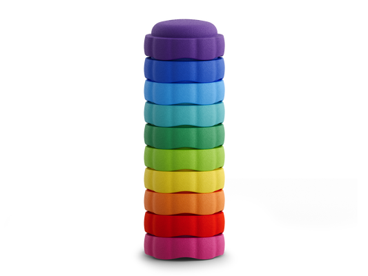 colorful stacking stones EPP material on a white background