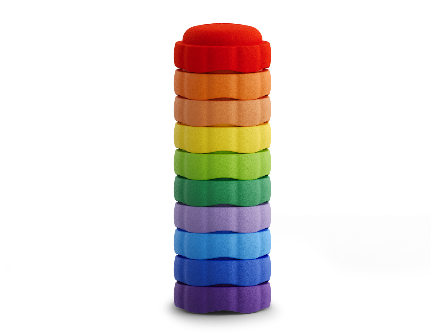 colorful stacking stones EPP material on a white background