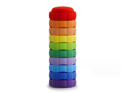 colorful stacking stones EPP material on a white background