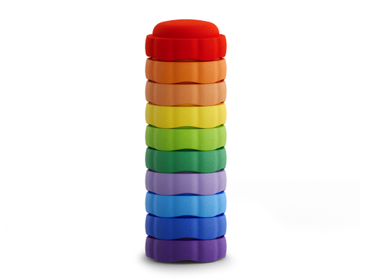 colorful stacking stones EPP material on a white background