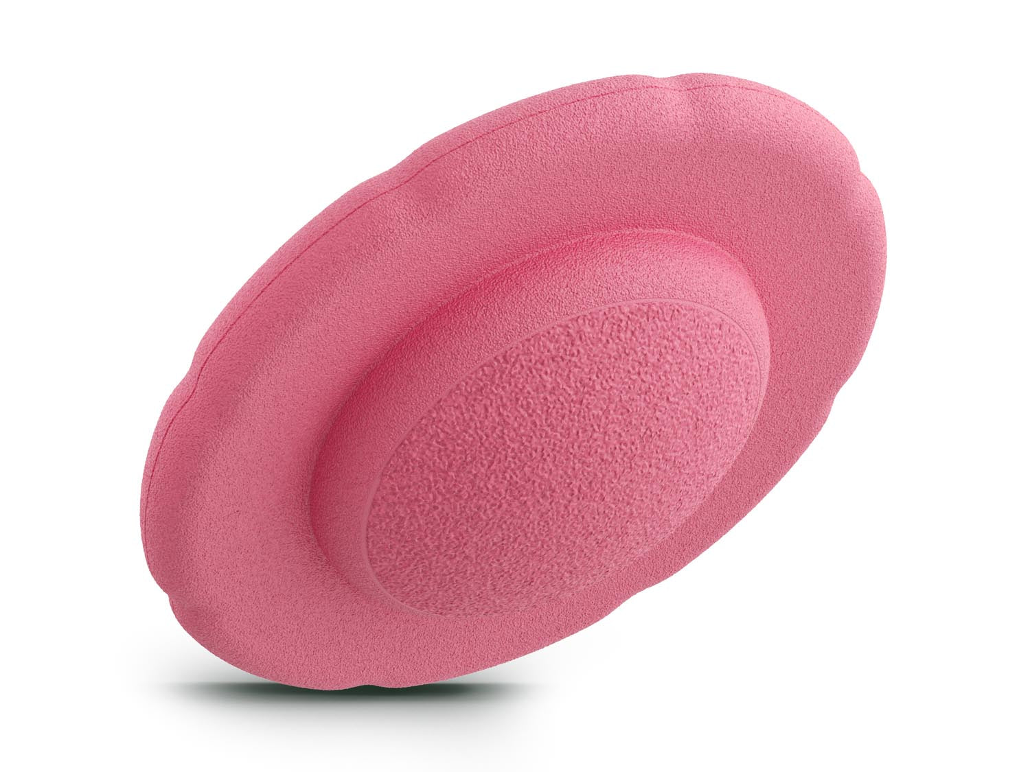 coral balance board for workout, exercise, movement, and active play for kids. Used for yoga and physical therapy. Raised edge for extra support. Can be combined with the stacking stones. made of 100% Expended Polypropylene.