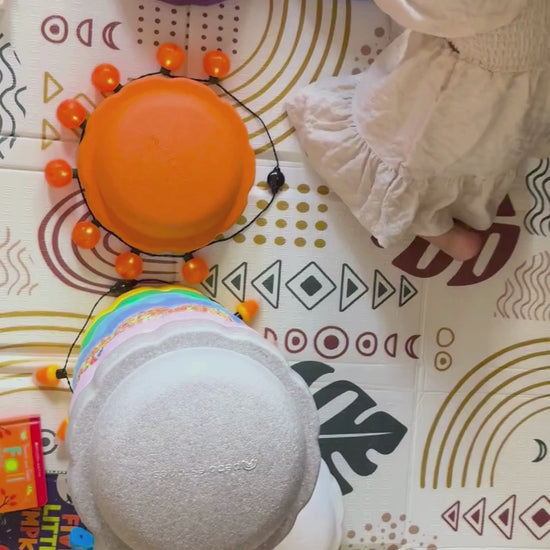 Colorful fun versatile stacking stones, stepping stones made out of lightweight Expended Polypropylene foam for kids for movement, open ended play, active learning, creativity, exercise, social development, motor development, cognitive development. can be combined with the balance board